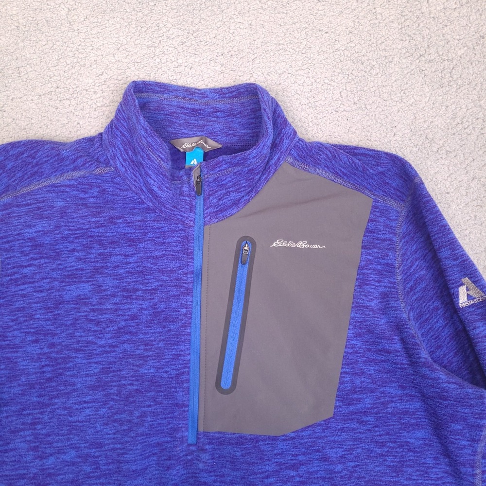 Eddie Bauer Sweater Jacket Mens XL Blue First Ascent Fleece‎ 1/4 Zip Pullover - Picture 2 of 13